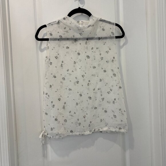 ÓPA Sheer White Floral Sleevless Top Size M - Picture 3 of 7